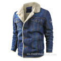 OEM Custom Hombre Fleece Blue Denim Chaqueta Bordado